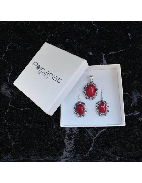 Silver pendant decorated with ruby cabochon W 2136 Polcarat Design