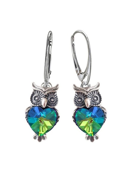 Silver earrings OWLS OWL Crystal k2 1702