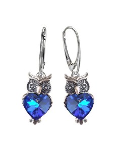 Silver earrings OWLS OWL Crystal k2 1702