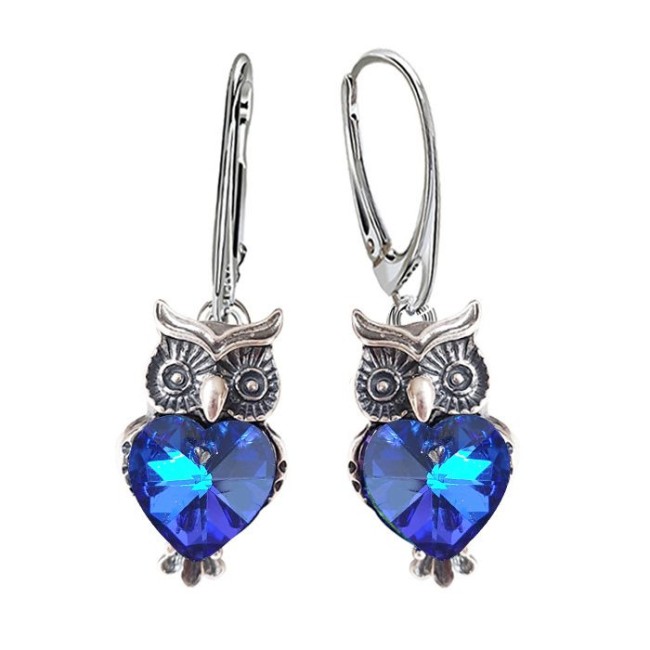 Silver earrings OWLS OWL Crystal k2 1702