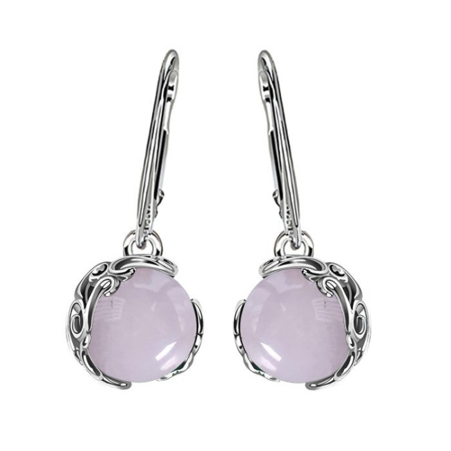 Silver earrings with rose quartz K 2135 Polcarat Design