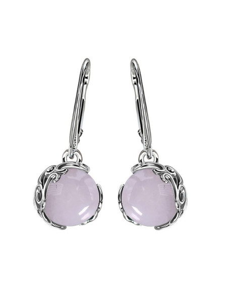 Silver earrings with rose quartz K 2135 Polcarat Design