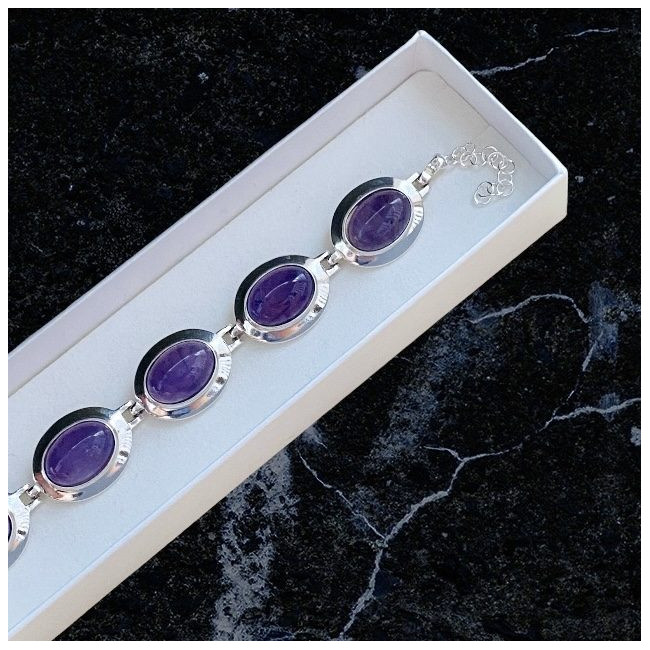 Silver bangle with amethysts L 585 amethyst