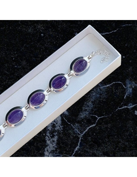 Silver bangle with amethysts L 585 amethyst