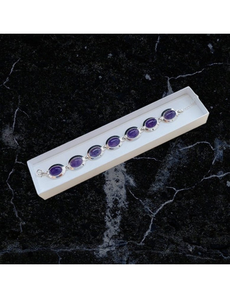 Silver bangle with amethysts L 585 amethyst