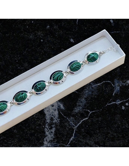 Silver bracelet with malachite L 585 malachite