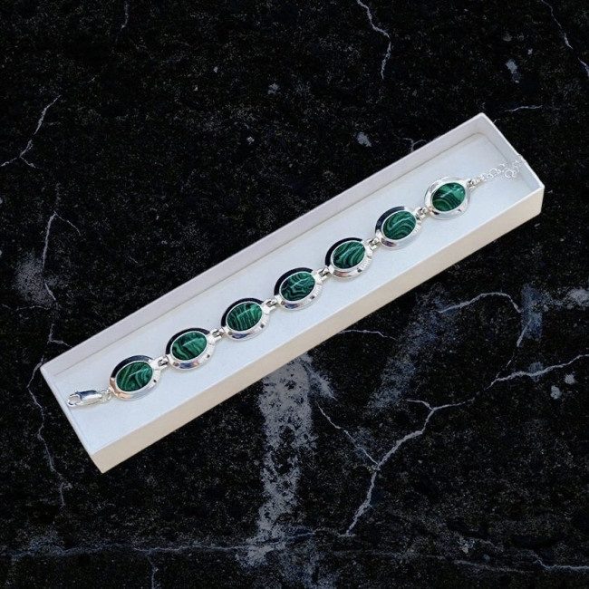Silver bracelet with malachite L 585 malachite
