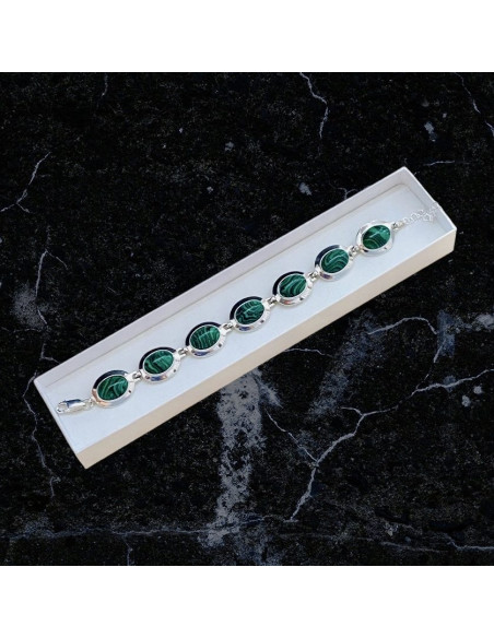 Silver bracelet with malachite L 585 malachite