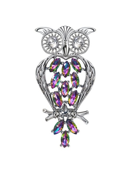Silver pendant with crystal OWL W 1185 Polcarat Design