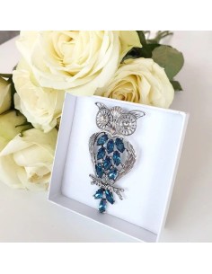 Silver pendant with crystal OWL W 1185 Polcarat Design 2