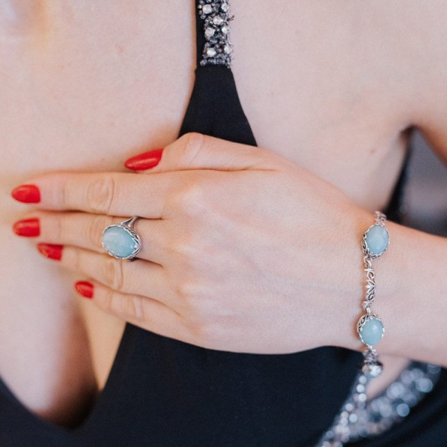 K 2134 Polcarate Design Amazonite Silver Earrings