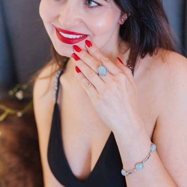 Silver ring with amazonite pk 2134 Polcarat Design