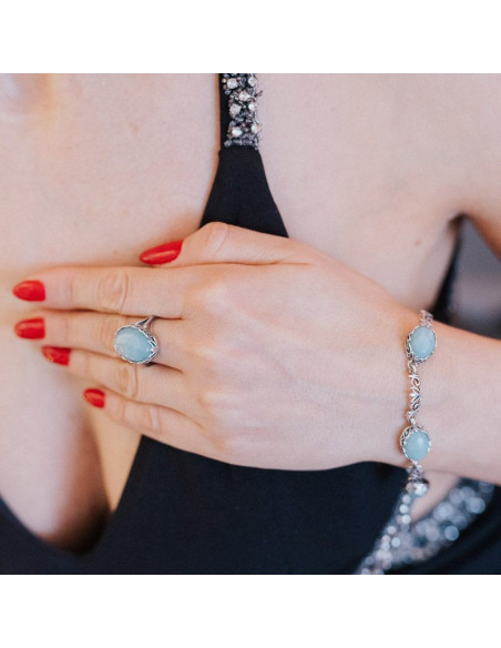 Bransoletka srebrna z amazonitem L 2134 amazonit|Polcaratdesign.pl Biżuteria