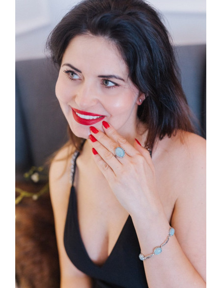 Bransoletka srebrna z amazonitem L 2134 amazonit|Polcaratdesign.pl Biżuteria