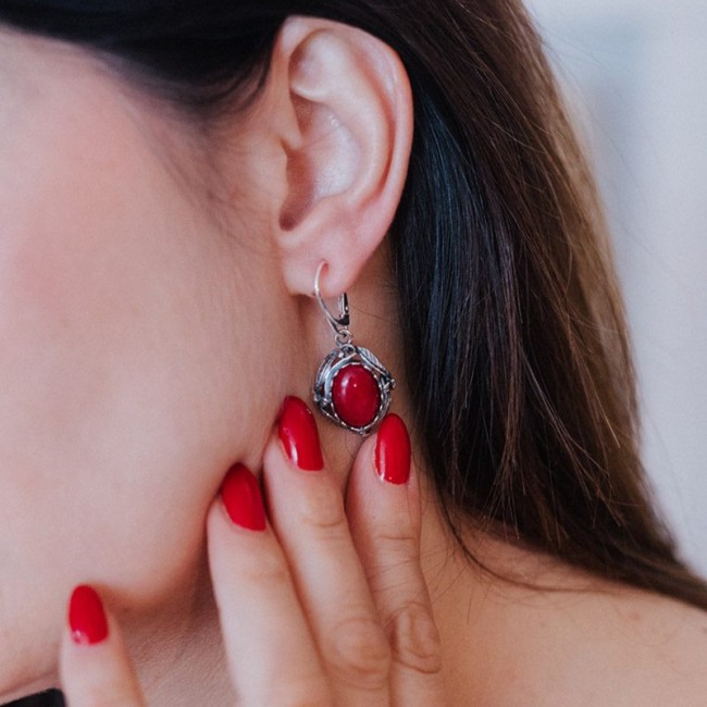 Srebrny pierścionek z kamieniem Rubin Kaboszon PK 2125|Polcaratdesign.pl Biżuteria