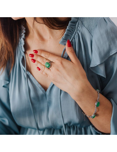 Silver pendant with green agate. Beautiful stone for your collection!