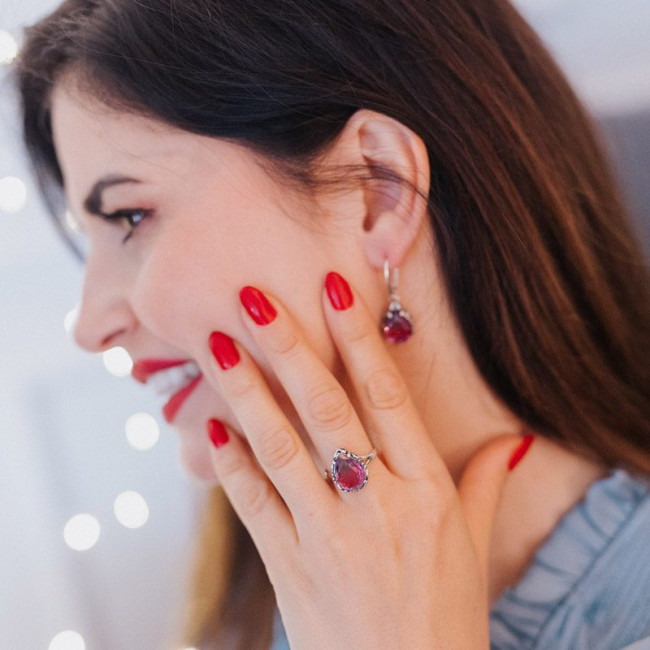 K 2121 Silver Crystal Earrings - Polcarat Design