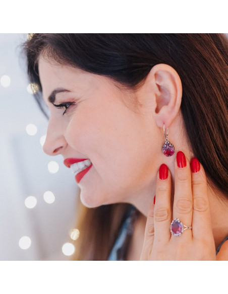 K 2121 Silver Crystal Earrings - Polcarat Design