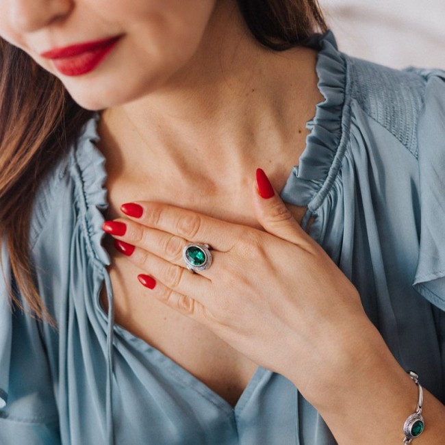 Silver ring with crystal PK 2117 Polcarat Design