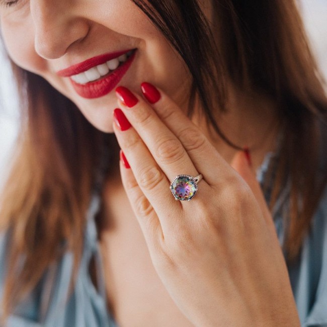 Silver ring with crystal PK 2112 Polcarat Design