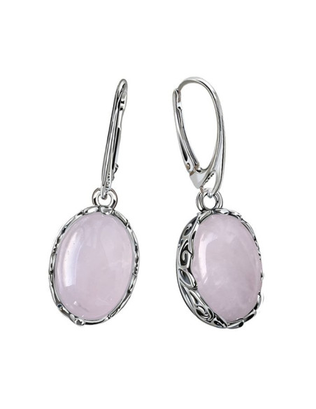 Kolczyki srebrne z różowym kwarcem