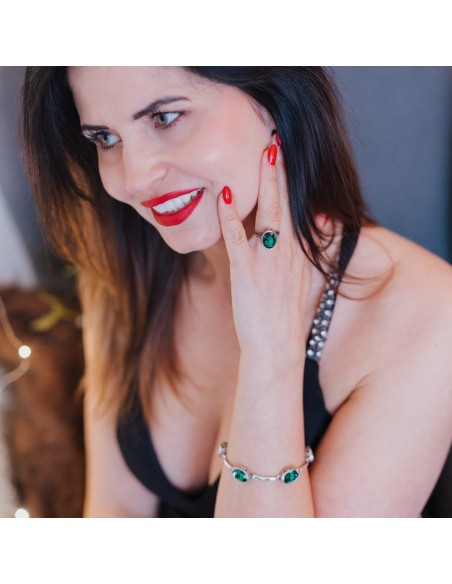 Silver jewelry set with crystals 2116