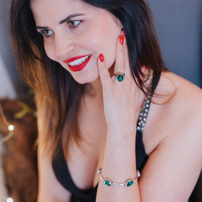 Silver Crystal Bracelet L 2116 Polcarat Design Crystals