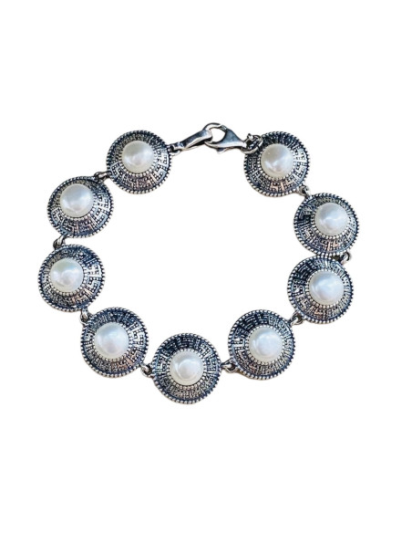 Silver bracelet with cultured pearls L 1724
