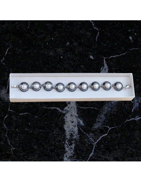 Bransoletka srebrna z perłami L 1724|Polcaratdesign.pl Biżuteria