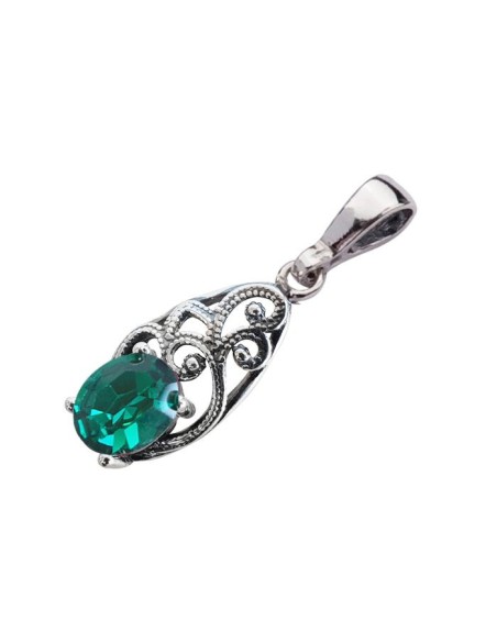 Oxidized silver pendant with crystal W 2050