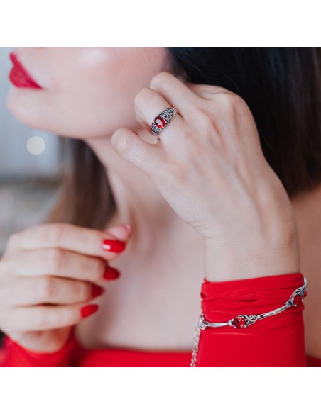 Oxidized silver pendant with crystal W 2050