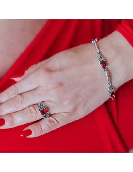 Oxidized silver bracelet with crystals L 2050