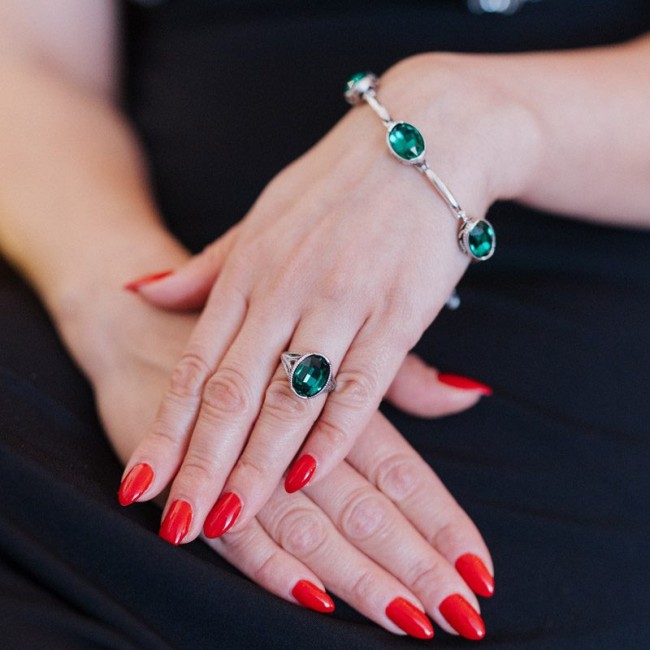 Silver ring with crystal PK 2116 Polcarat Design