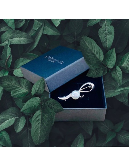 Srebrna broszka z perłą B 181 perła|Polcaratdesign.pl Biżuteria