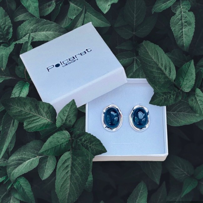 K3 1733 Polcarat Design Silver Onyx Earrings