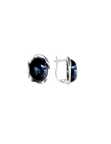 Silver onyx earrings k3 1733