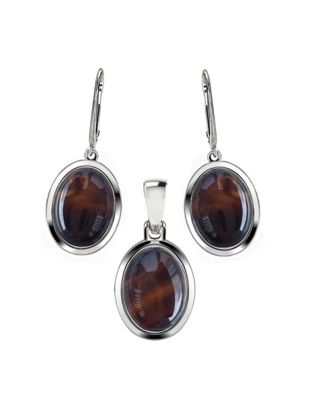 Silver set with black agates
