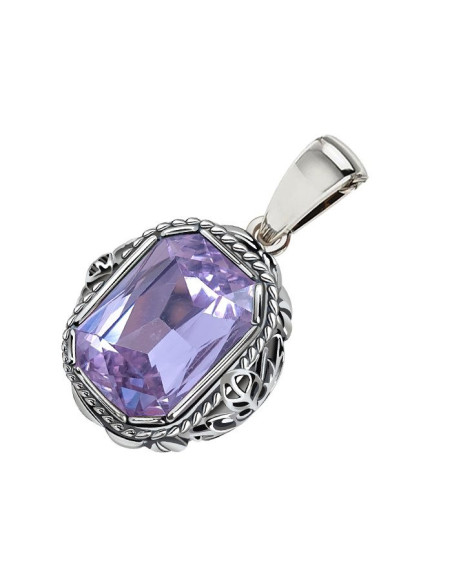 Silver pendant in retro style. Crystal with gradient effect!
