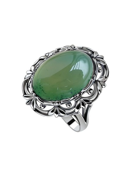 Silver ring with green agate pk 2136 Polcarat Design.