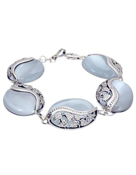 Silver bracelet with cat's eye L 1716