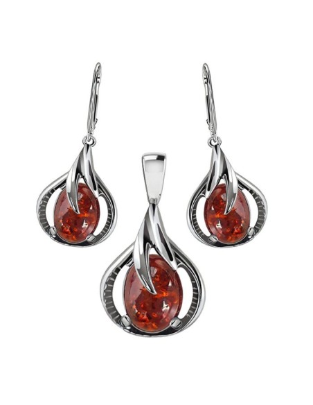 Silver set (earrings, pendant) KPL 2130 amber Polcarat Design Silver set (earrings, pendant) KPL 2130 amber Polcarat Design