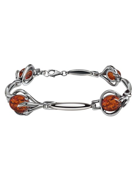Silver bracelet with amber L 2130