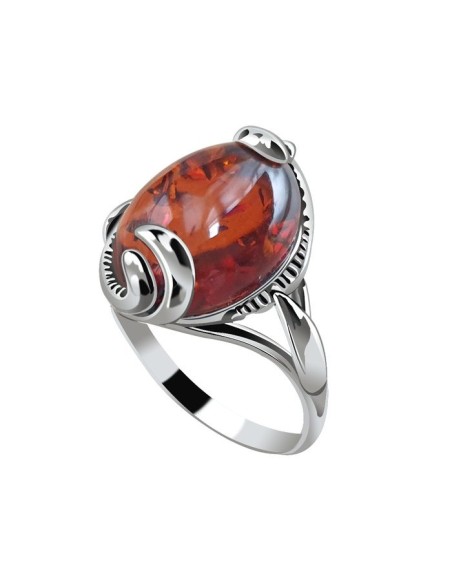 Silver ring with amber PK 2130 Polcarat Design