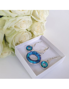 Bermuda blue silver earrings with crystals 2113 2