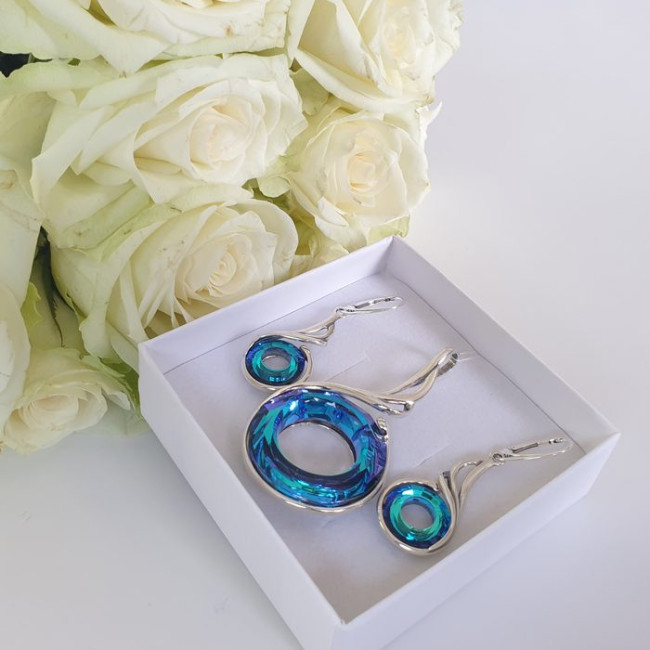 K 2113 Silver Crystal Earrings - Polcarat Design