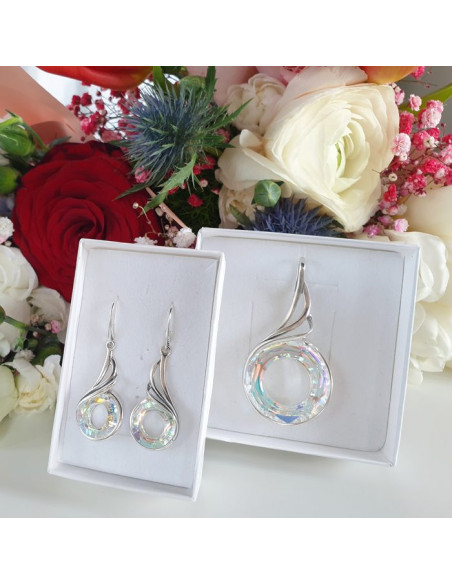 K 2113 Silver Crystal Earrings - Polcarat Design