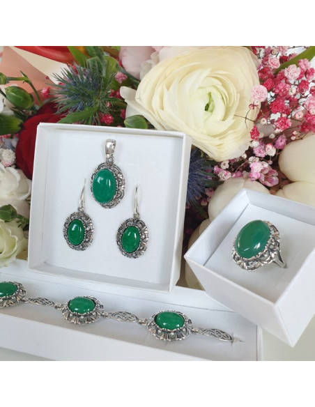 Silver earrings decorated with agates K 2136 Polcarat Design