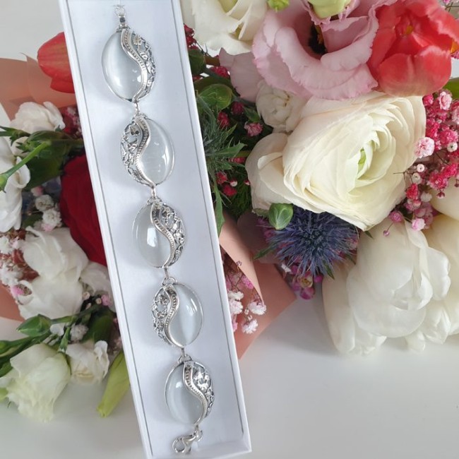 Silver bracelet with cat's eye L 1716 Polcarat Design