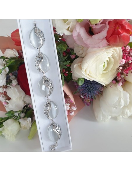 Silver bracelet with cat's eye L 1716 Polcarat Design