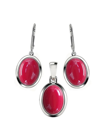 Silver set (earrings + pendant) with corals KPL 585 Coral